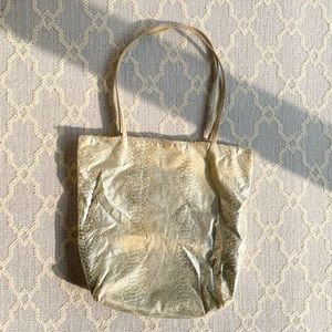 Carlos Falchi Silver Gold Python Shopper Tote